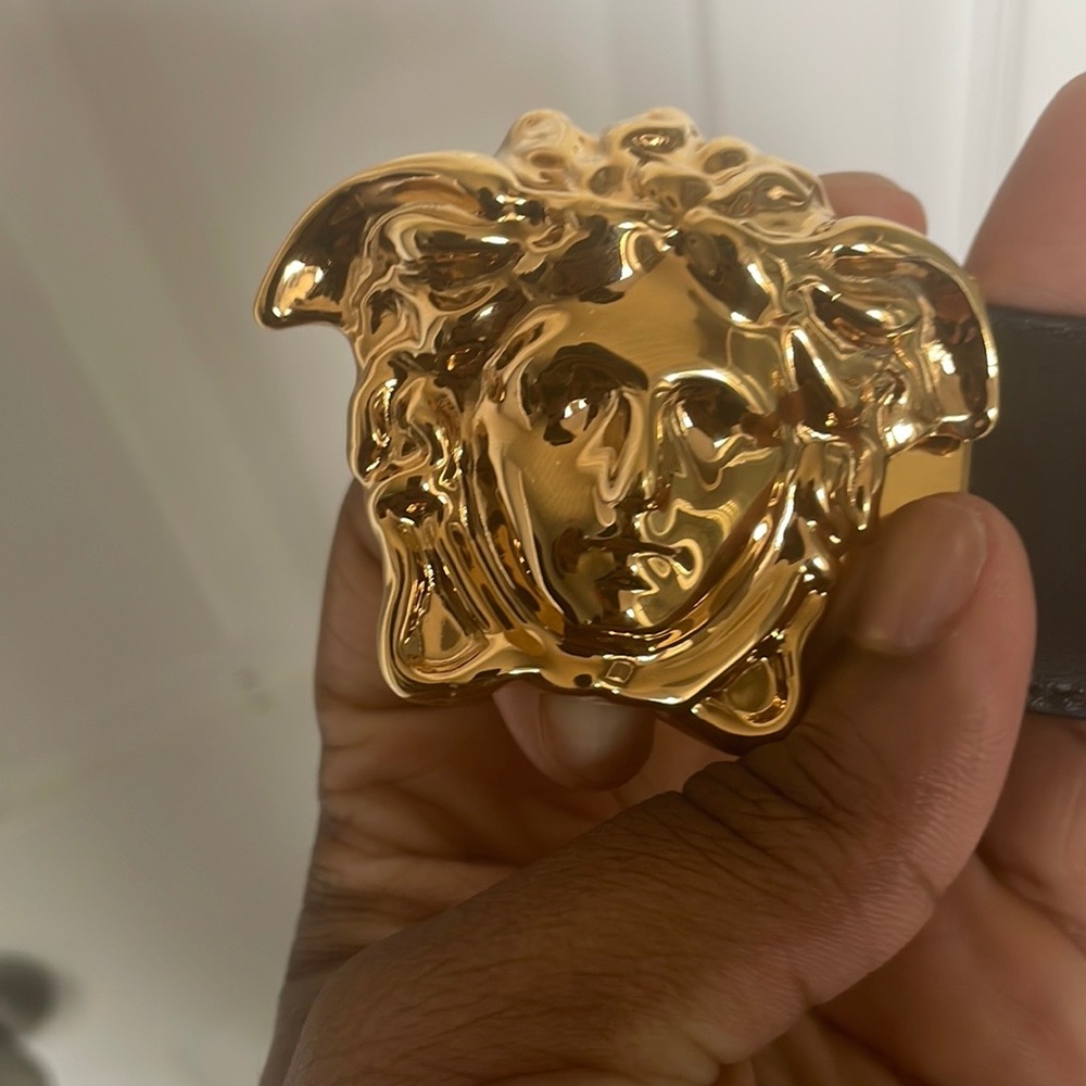 Versace Baroque Medusa Black Gold Reversible Belt 85/ 34”